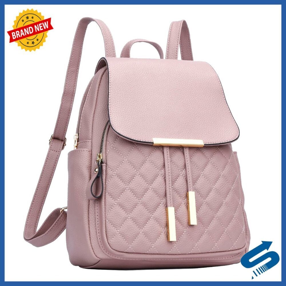 Quilted Leather Backpack Purse Women's Travel Daypack Shoulder Bag Trendy